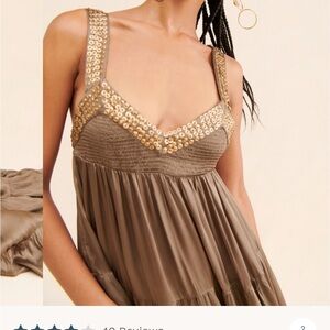 Free People Gold Sequin Midi Dress